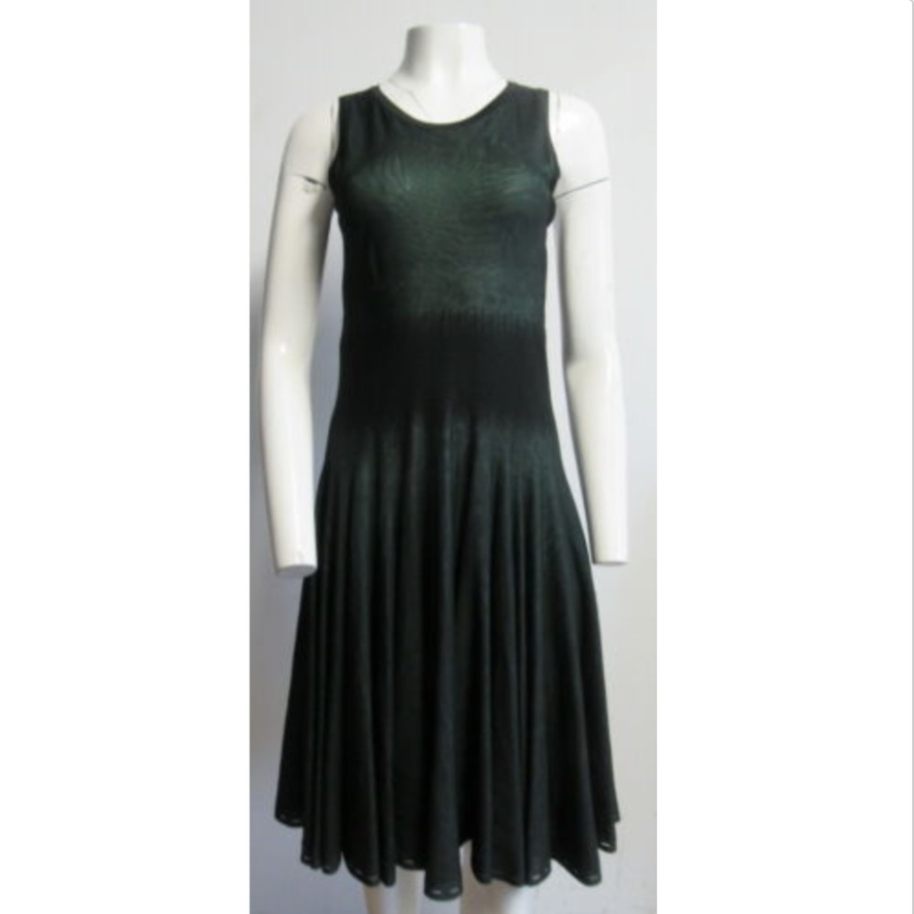 ALAIA green/black sheer mesh ombre flare dress 40